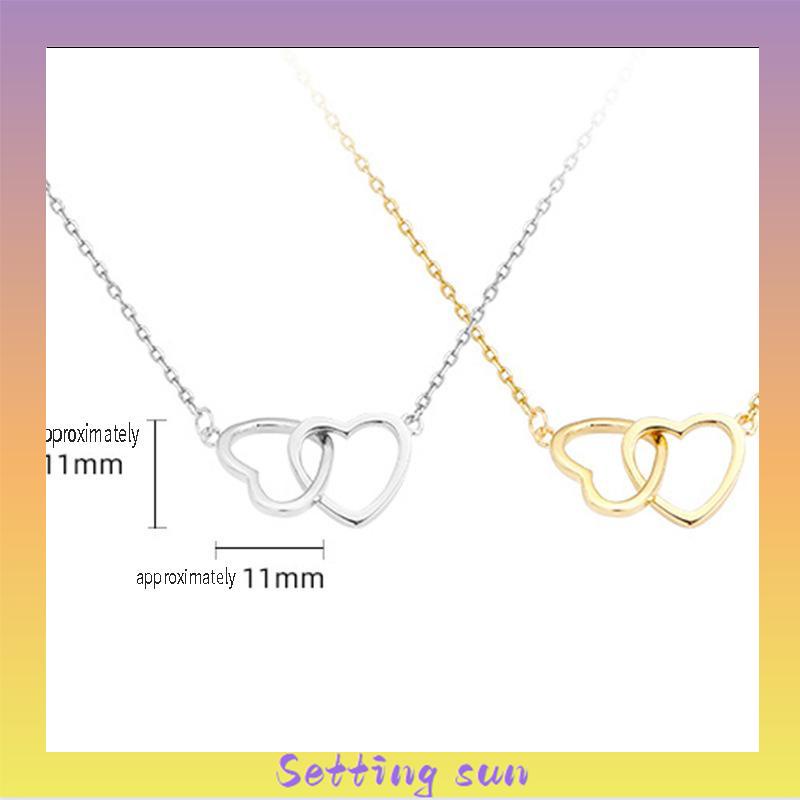 kalung Wanita Cinta Ganda Zirkon Perhiasan Hadiah Pesta Fashion Wanita Sederhana TN