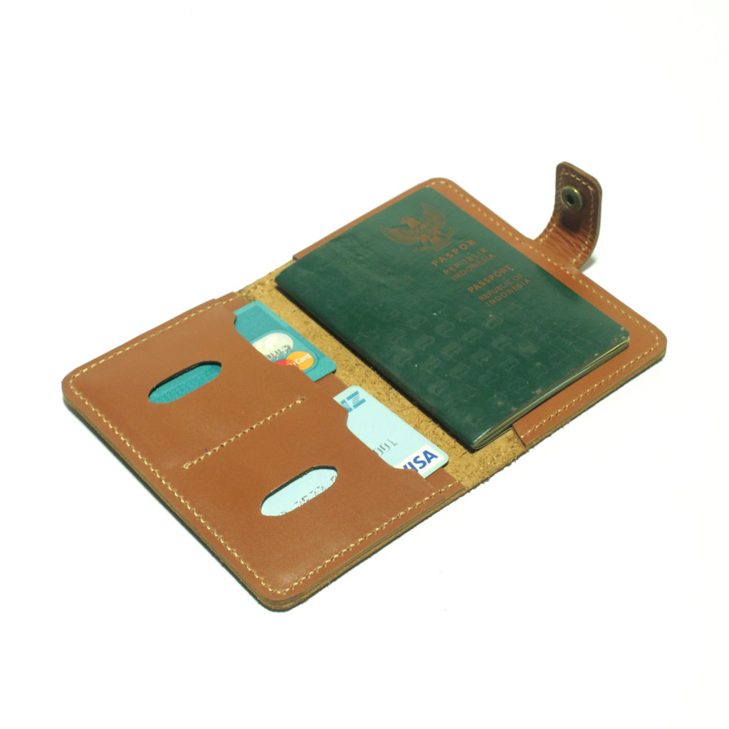 Dompet Passport simpel kulit sapi asli warna tan - paspor - PHWL821