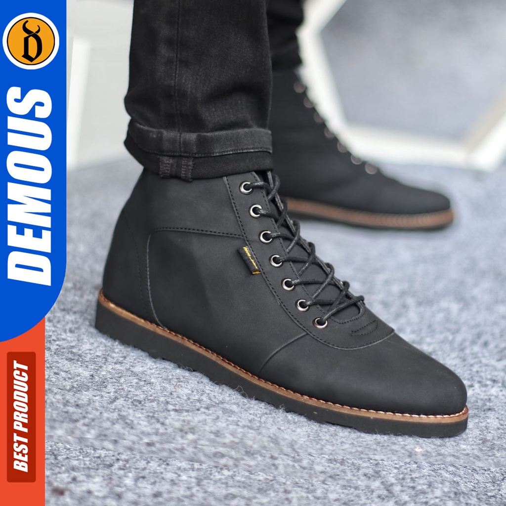 Sepatu Formal Pria Sepatu Casual Pria Kulit Pu Tali Sepatu Pantofel Kerja Kantor Kuliah Kondangan Sepatu Hitam Pria DEMOUS BARA