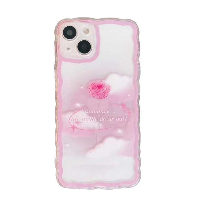 Soft Case Silikon TPU Transparan Motif Mawar Pink Untuk IPhone 13 12 Pro Max 11 XS XR X 8 7 6S Plus Mini