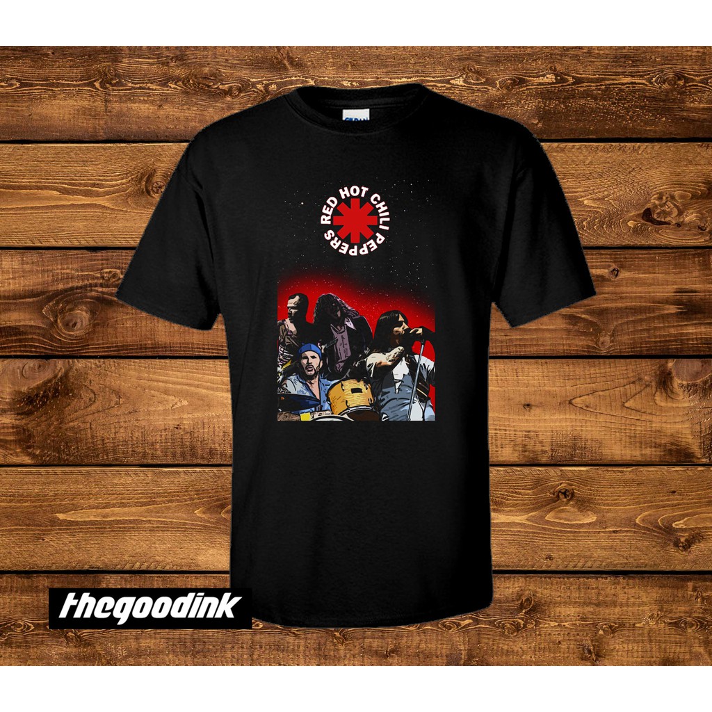 Kaos Red Hot Chili Peppers Band Art Hitam - Original Gildan T-shirt DTG Print