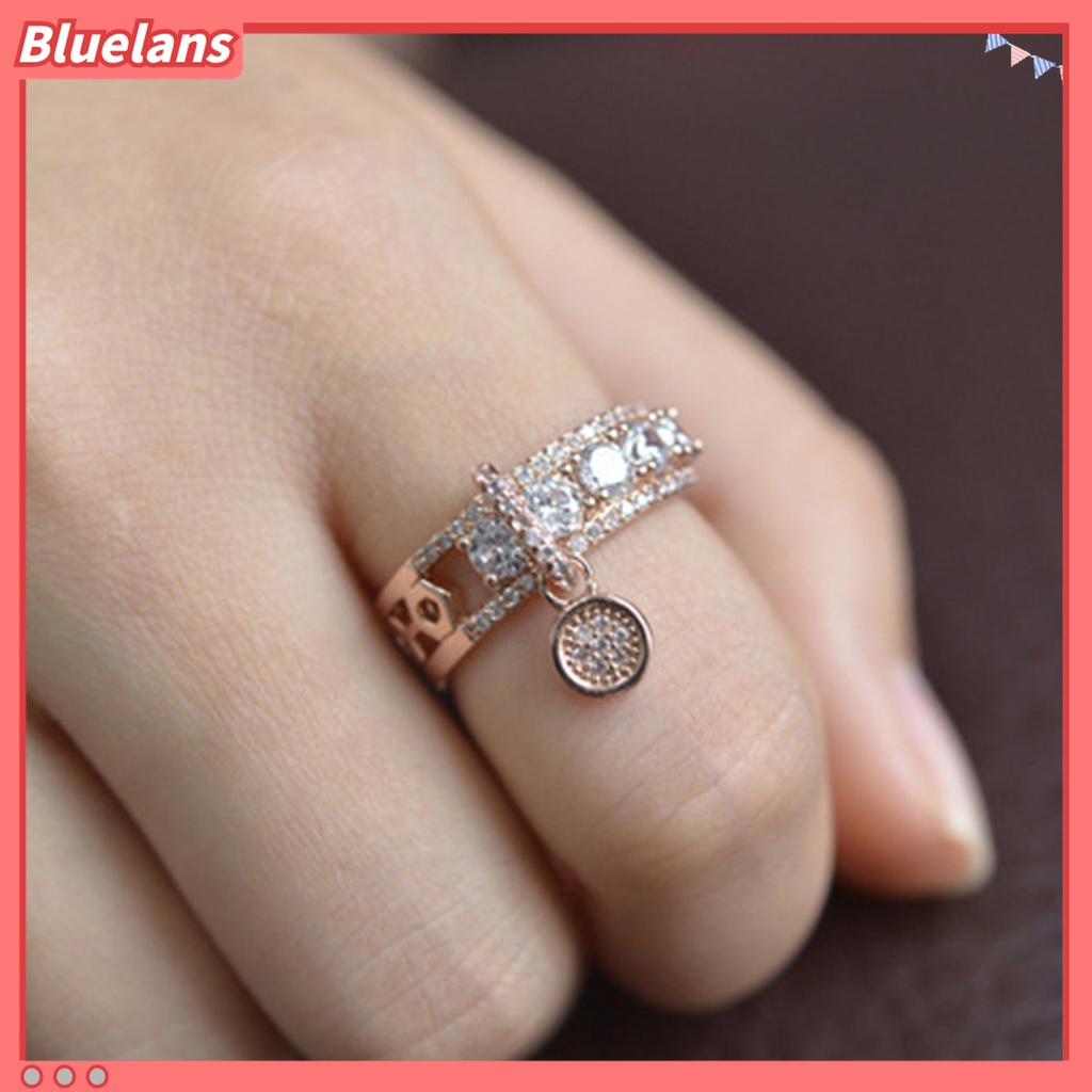 Cincin Liontin Cubic Zirconia Model Hollow Lebar Bahan Alloy Untuk Wanita