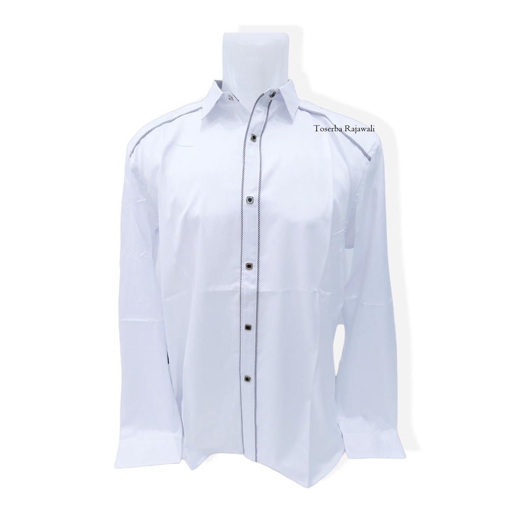 (Nxnitrox B-P09339) Kemeja Pria Import / Kemeja Pria Slimfit Putih Lengan Panjang