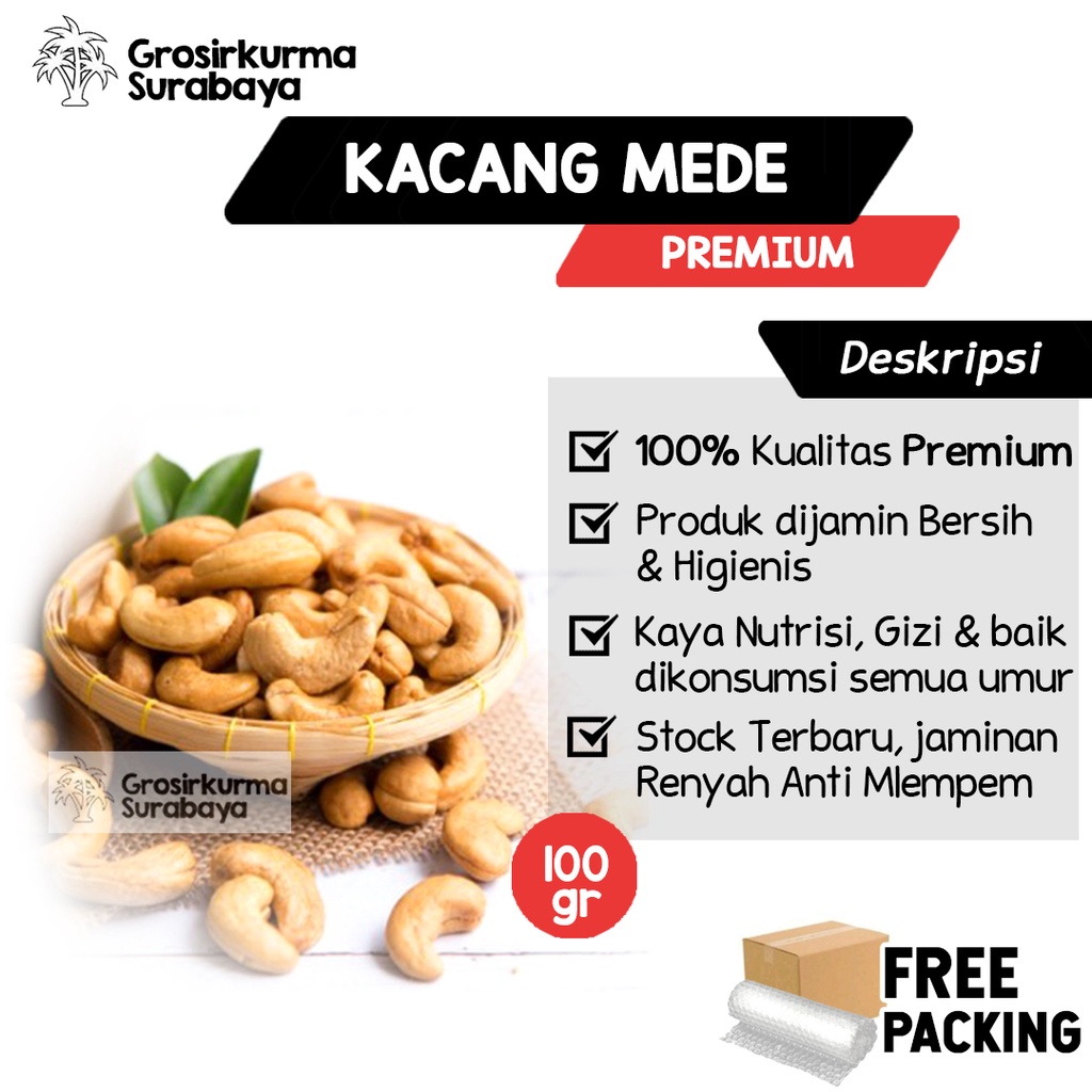 KACANG MEDE METE Matang 100gr Camilan Snack Bergizi Untuk Diet Supleman MPASI Booster Alomond Fustuk