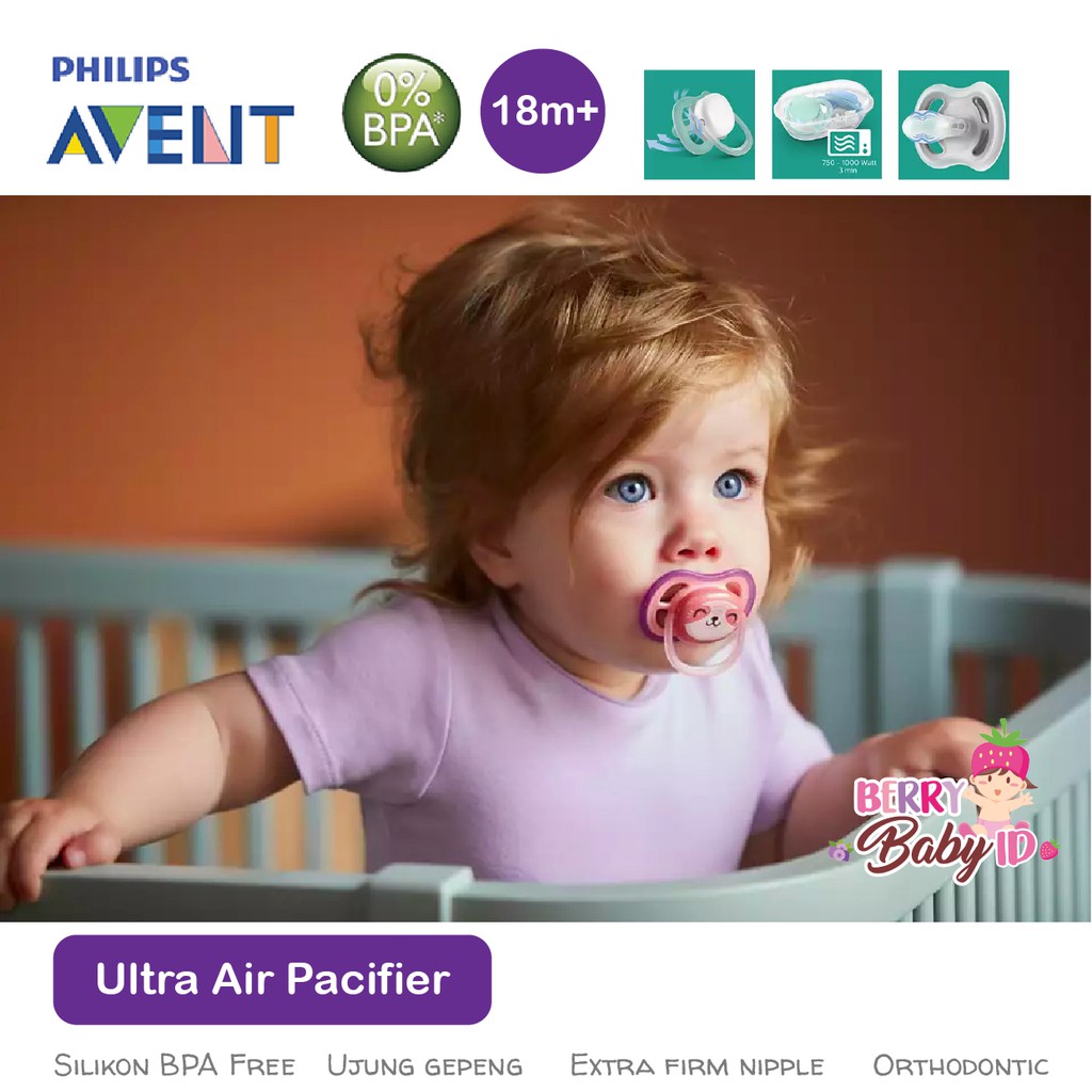 Philips Avent 2 Pcs Baby Ultra Deco Air Soother Empeng Dot Bayi 18m+ Berry Mart