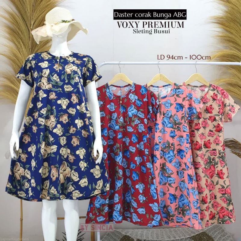 Daster busui rempel motif bunga mawar bahan voxy premium merk sincia