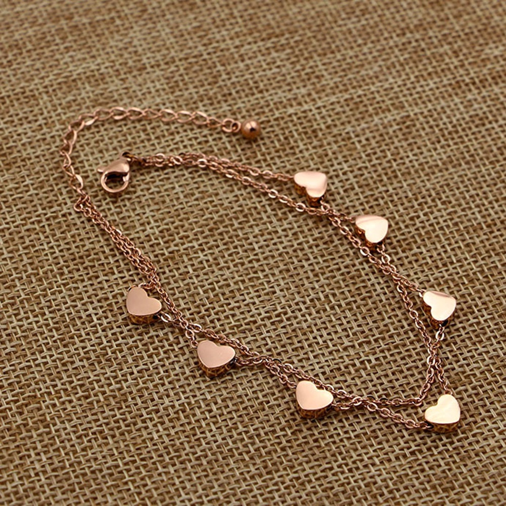 Hu Hu Hu Hu Hu Alat Bantu Pasang Kacamata♡ Gelang Rantai Dua Lapis Bentuk Hati Bahan Alloy Untuk Wanita