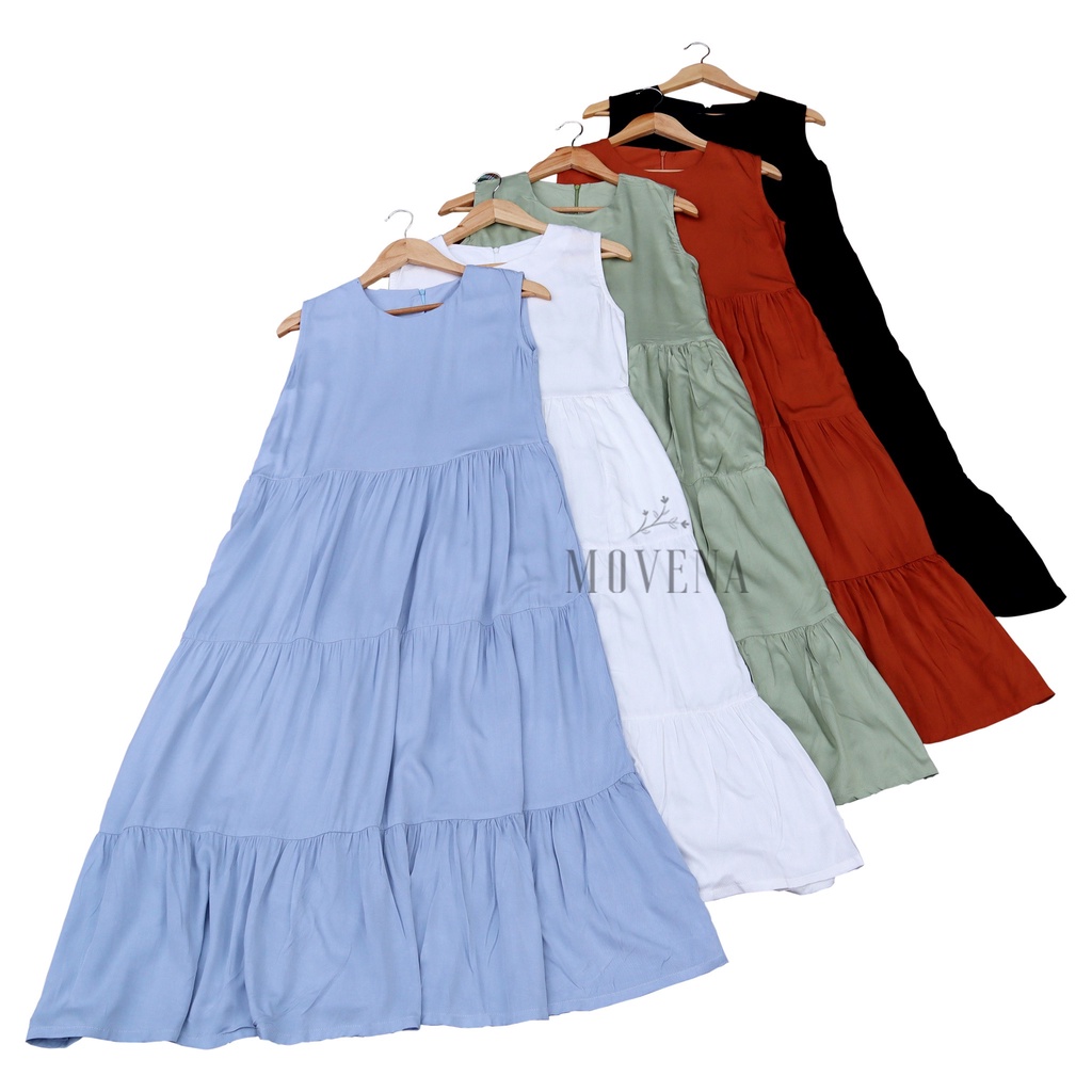 Heidy Flowy Dress / Maxi Dress / Midi Dress Sleeveless Rayon-Sky Blue