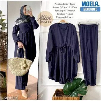 [COD] Alice Daily set Setelan celana JUMBO terlaris  SIZE L XL XXL Rayon Pajamas one set  Busui