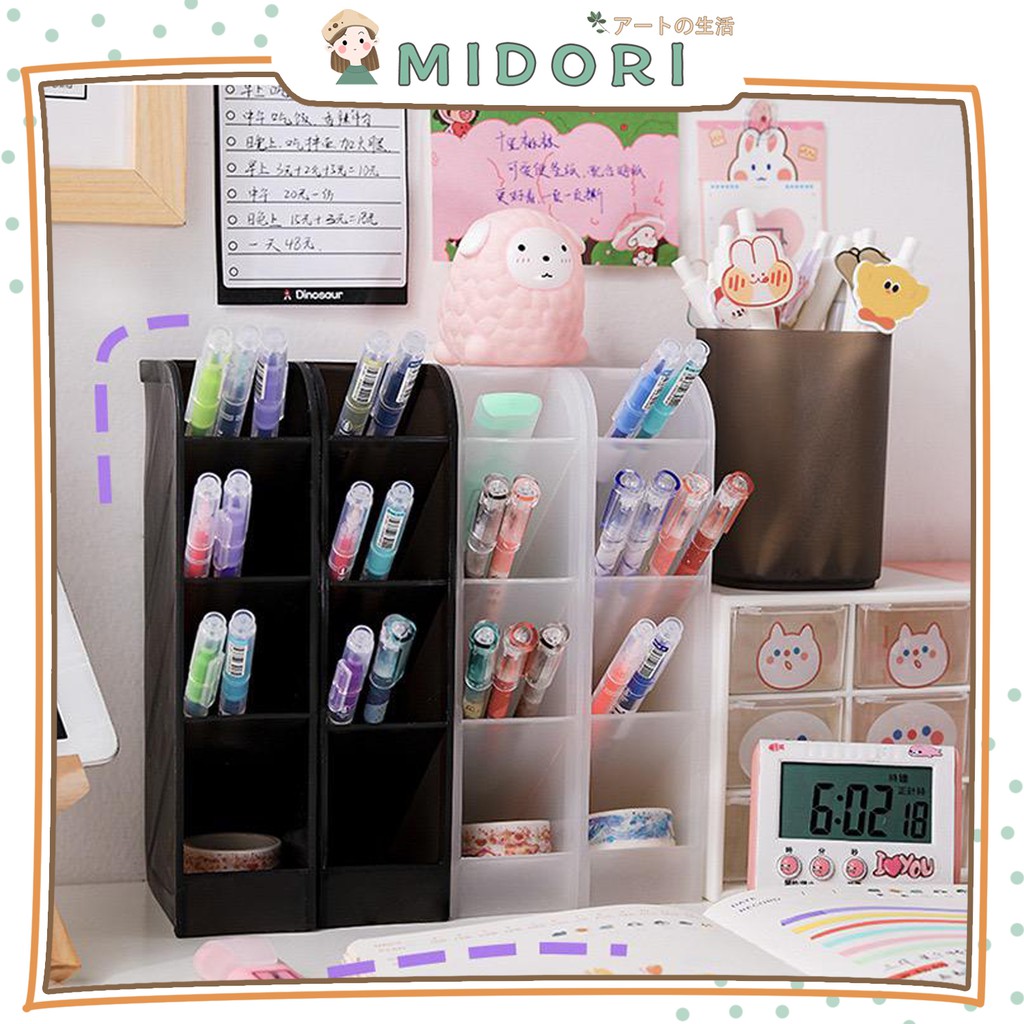 

[MIDORI] 3 Slot Desktop Pen Holder Pencil Storage Box Organizer Kotak Pensil Tabung Pena - F0047