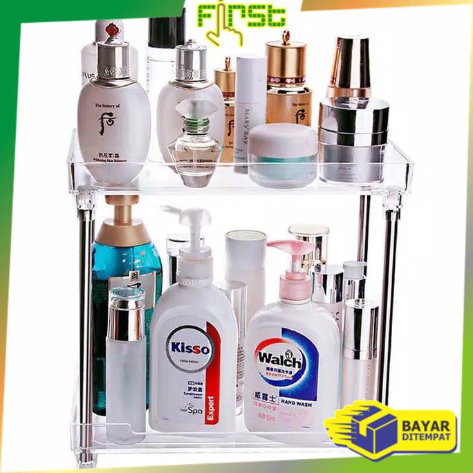 Fhk15 Rak Kosmetik Acrylic 2 3 Tingkat Serbaguna Rak Penyimpanan Lunanaya24