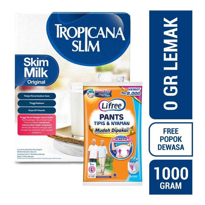 

TROPICANA SLIM NON FAT SKIM MILK PLAIN 1KG FREE LIFREE PANTS (L)