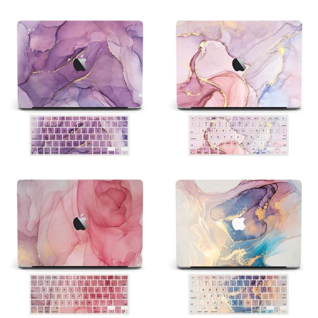 Macbook Case Marble Pink Sky Colorful Set With Keyboard Cover Protector Casing Macbook Air M1 M2 Pro 13 Inch Premium Quality