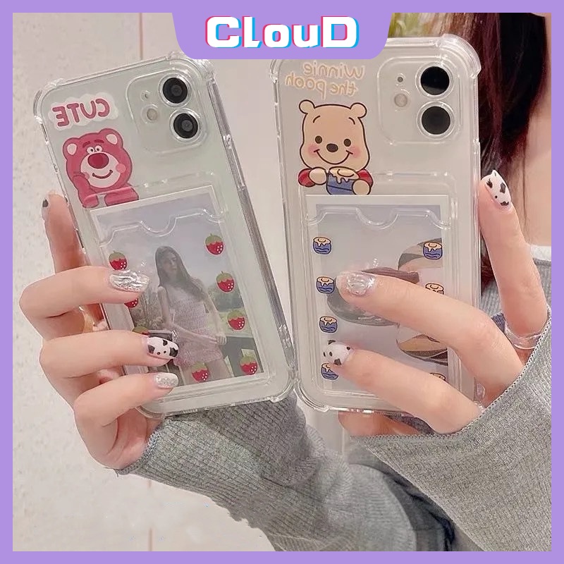 Soft Case TPU Transparan Motif Kartun Lotso Winnie the Pooh Untuk iPhone 13 11 12 pro Max 6 6s 8 7 plus X XR XS Max SE 2020