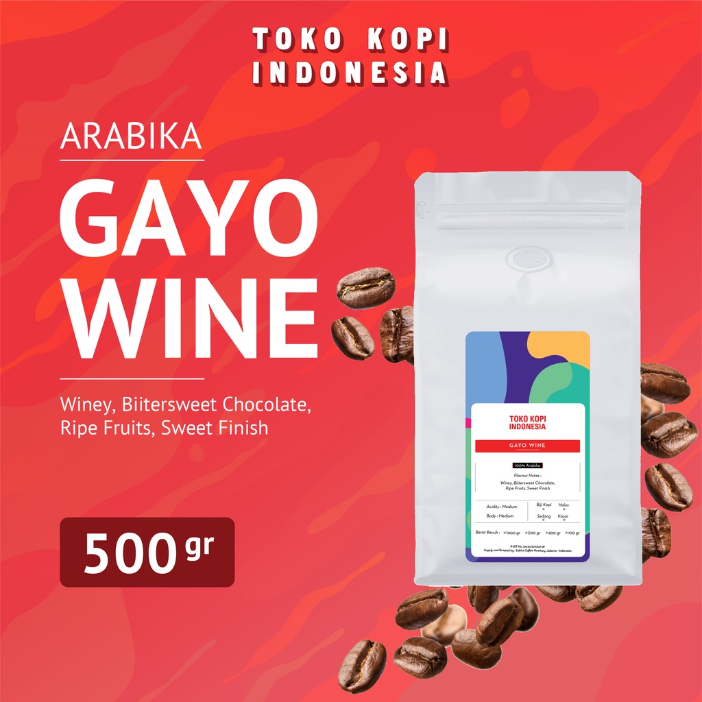 

Kopi Arabika Gayo Wine 500gr Arabica Specialty Coffee Beans Biji Bubuk