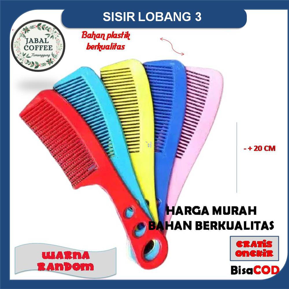 Sisir Rambut Polos / Sisir Plastik Besar Tiga Lubang / Sisir Besar / Sisir Warna J40