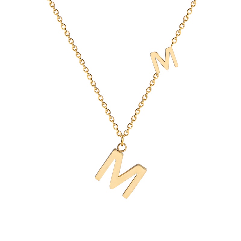 Kalung KL144 Stainless Steel / Titanium Premium Huruf M Fashion Wanita Kalung unik Lucu Elegant/ Deluna / BB