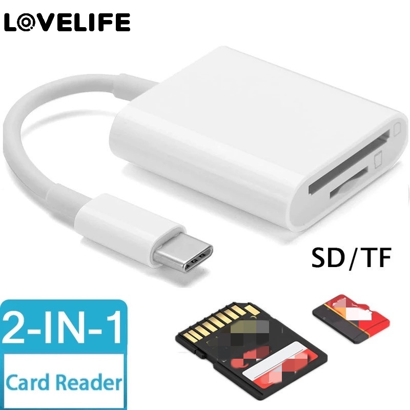 1pc Adapter Card Reader Mini 2 in 1 USB Tipe C Ke SD TF Card OTG Untuk Android