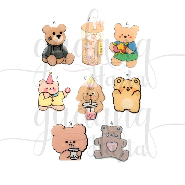 Pin Akrilik Boba Bear Bros Tas Motif Beruang Minum Lucu GH 208510