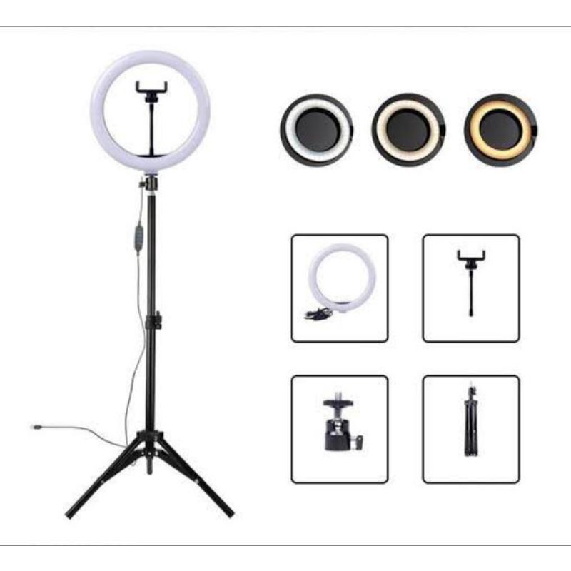 Ring Light Selfie Tripod Streaming Tongsis Vlog Ringlight 26Cm