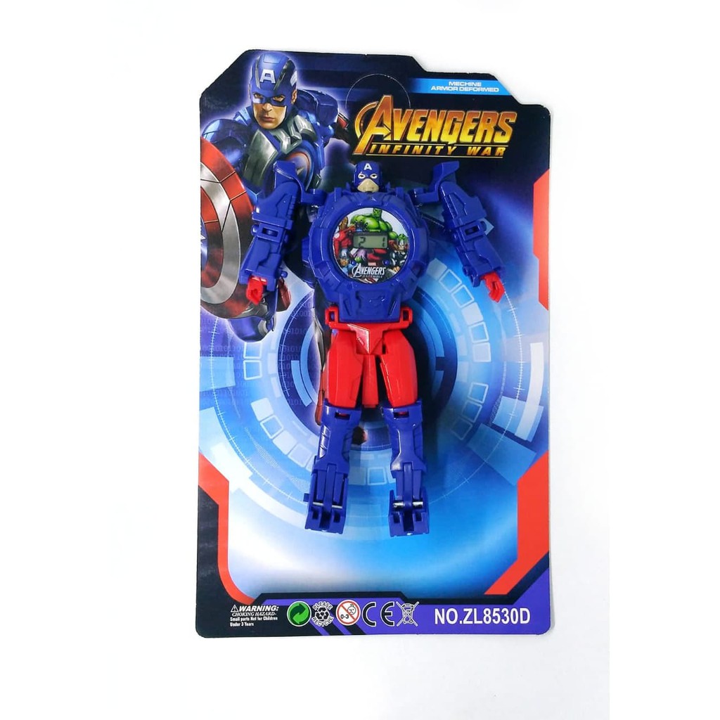 Limited! JAM TANGAN ANAK ROBOT AVENGERS CAPTAIN AMERICA MINI WATCH DIGITAL