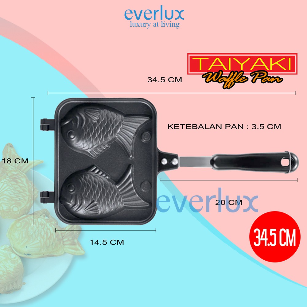 LOYANG PAN Waffle maker ikan taiyaki jepang - Panci anti lengket teflon cetakan kue bapel wafel Croffle - croffel