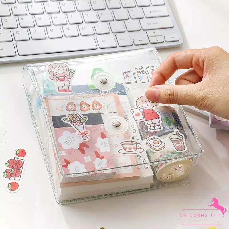 Pouch Transparan Tempat Pensil Kosmetik Transparan Bahan Tebal dan Premium Clear Korea Anak Remaja