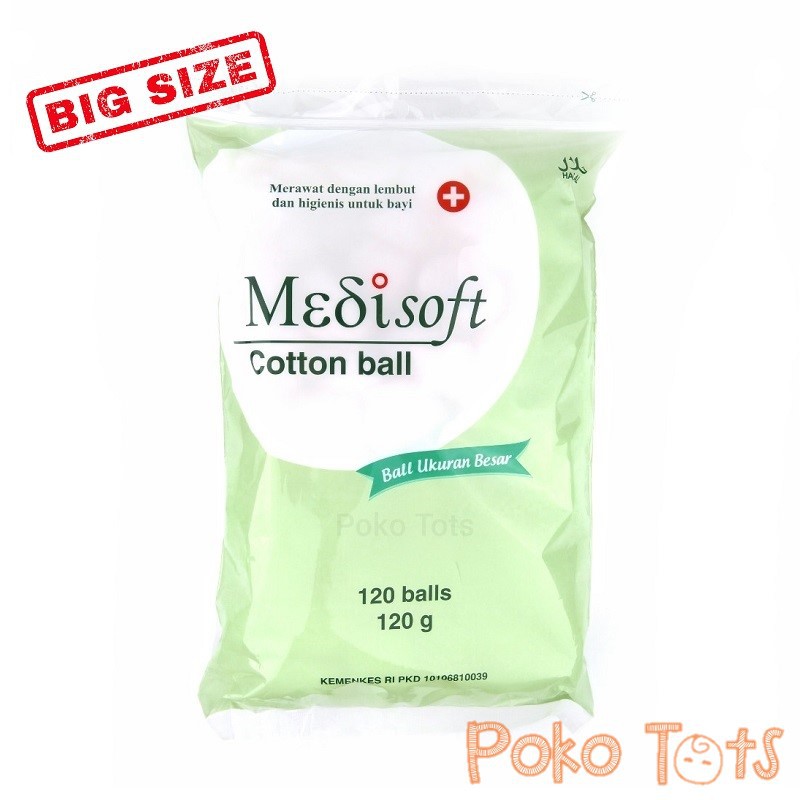 Medisoft Cotton Ball Hijau Big Size 120gr Kapas Bulat 120 pcs WHS