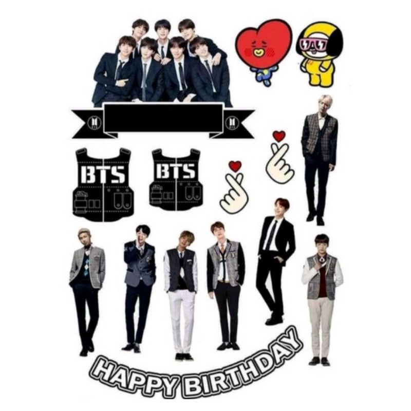 Topper BTS | Topper Hiasan BTS | Topper Cake BTS | Hiasan Kue BTS