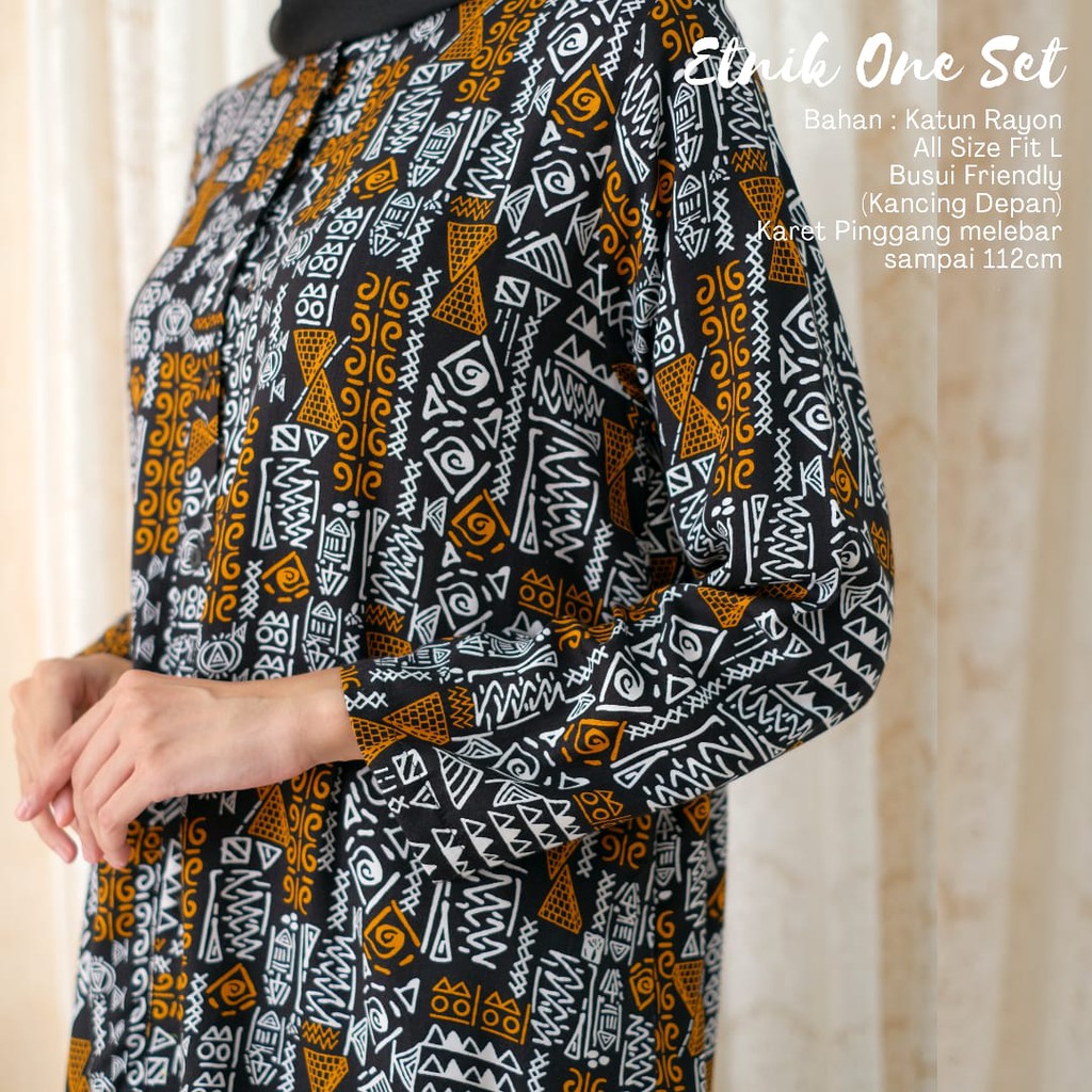 Piyama Dewasa - One Set Kekinian - Setelan Wanita Abstrak - Etnik One Set - One Set Katun Rayon