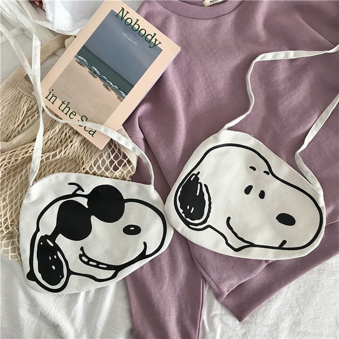 Tas Slempang Kanvas Snoopy Head
