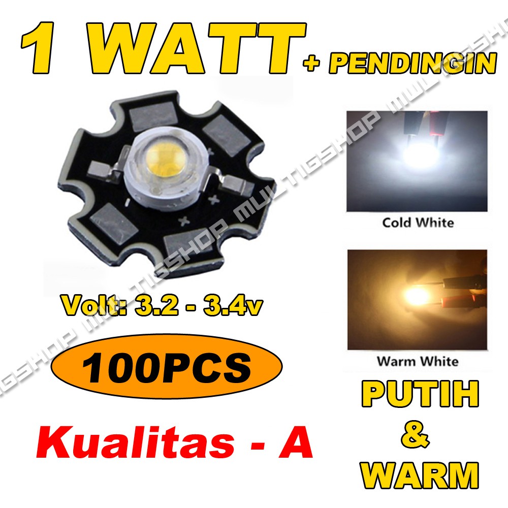 100PCS LED HPL 1w Kualitas A