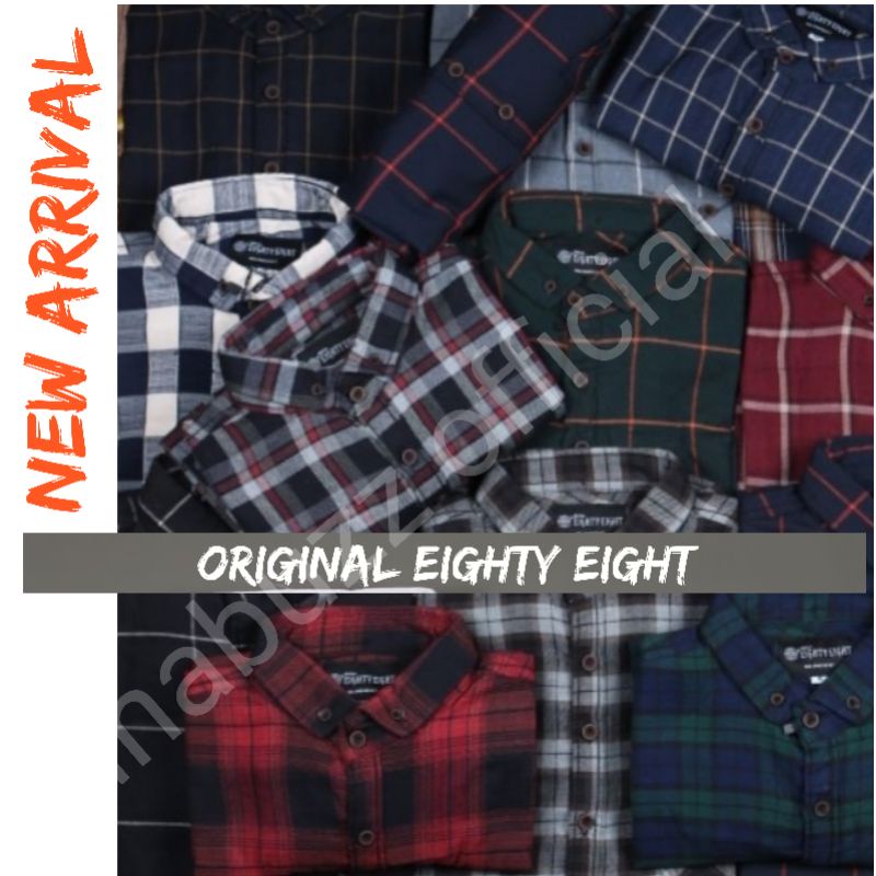 Baju Kemeja Flanel Pria Wanita lengan pendek premium motif baru original terbaru eightyeight