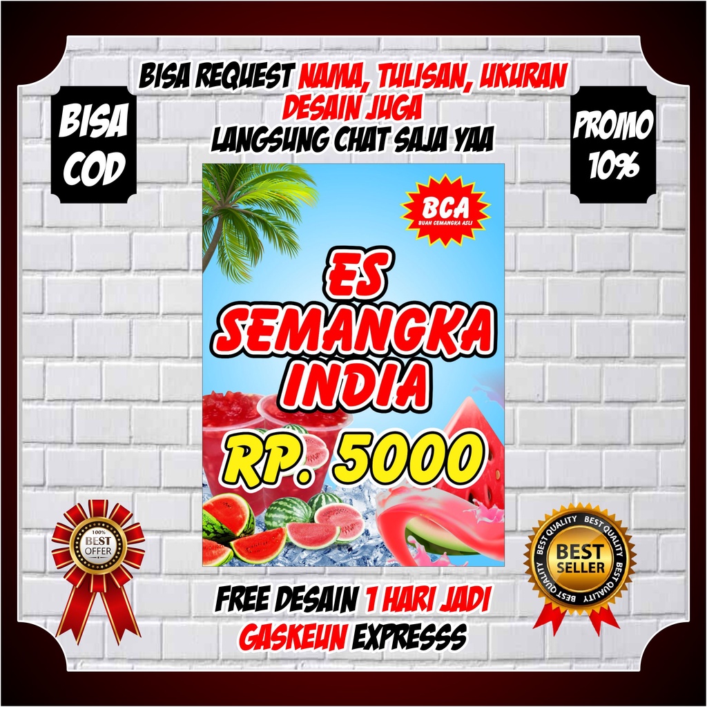 Spanduk /  Banner Es Kelapa Muda/ Banner Minuman Es Kelapa viral 2022 / Spanduk Custom Ukuran 60cm x