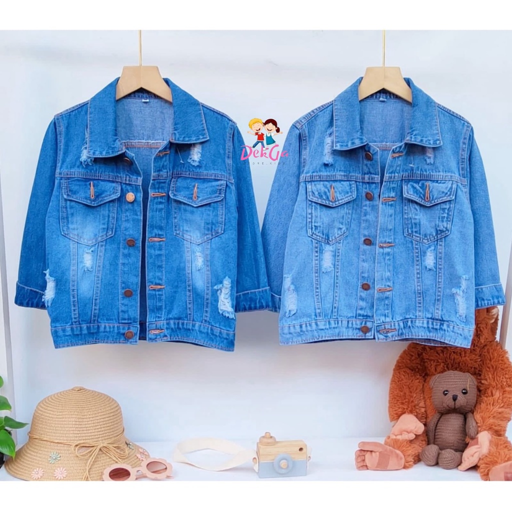 couple jaket jeans Ripped / jaket couple dewasa anak jaket jeans anak ripped