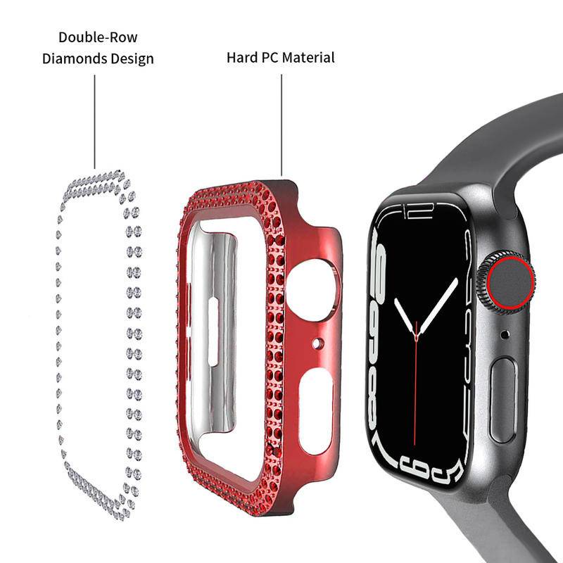 Case Pelindung Bumper Diamond Untuk Apple Watch Seri 7 6 SE 5 4 3 2 1 IWatch 41mm 45mm 40mm 44mm