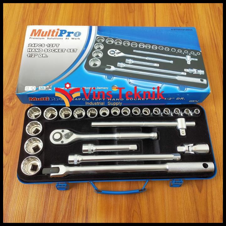 Multipro Socket Set 24Pcs 1/2 Inch Kunci Sok Shock 8-32Mm