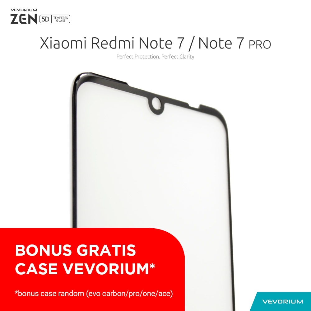 VEVORIUM ZEN 5D Xiaomi Redmi Note 7 Pro Note7 3D Full Tempered Glass Anti Gores Kaca