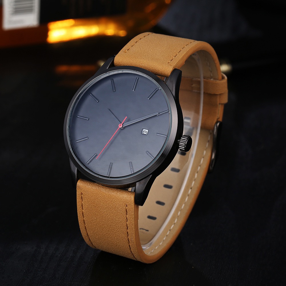 Jam Tangan Pria Milineal Analog Fashion Casual Quartz Leather Simple Retro