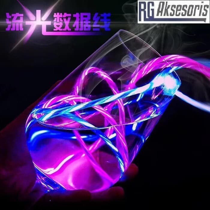 Kabel Data LED Glow Flowing Fast Charging MICRO USB