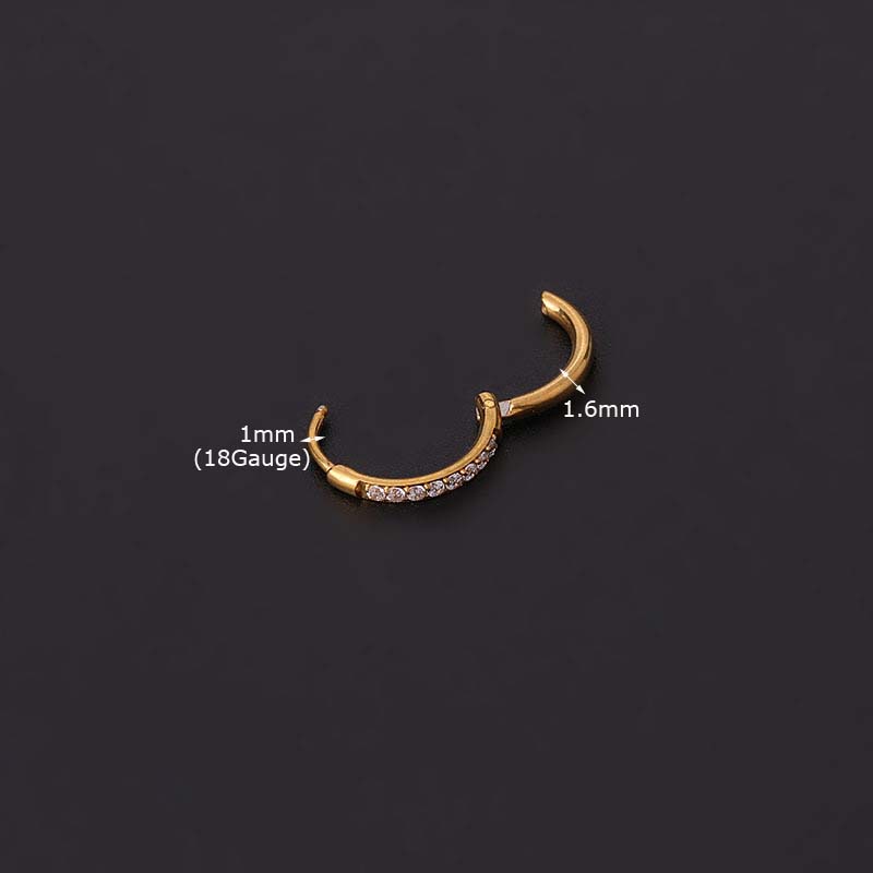 1pc Anting Hoop Bahan Stainless Steel Dengan Zircon Ukuran 6 / 8 / 10mm