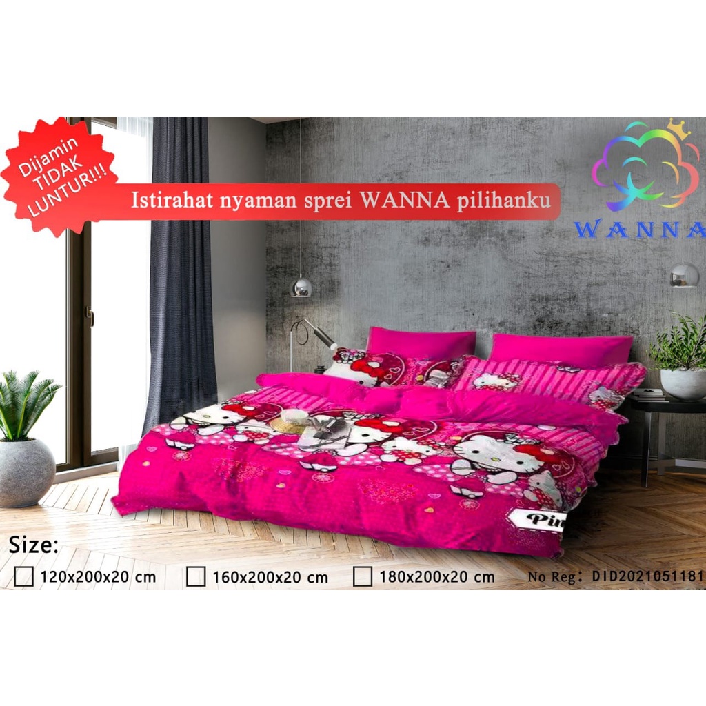 SEPRAI KARAKTER 3D, SPREY CANTIK 3D, SEPREI 160X200 KASUR SPRINGBED, SPREI JUMBO MOTIF HELLO KITTY