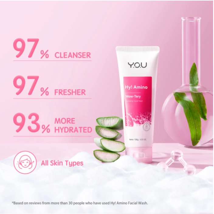 YOU Hy! Amino Wow-Tery Hydrating Facial Wash Sabun Cuci Muka Pembersih Wajah