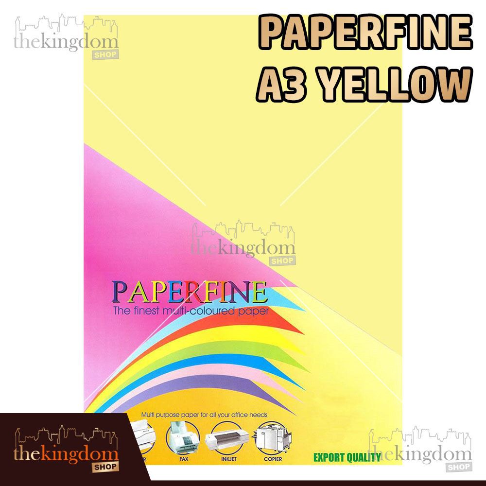 

Paperfine Kertas HVS Warna A3 Yellow Kuning Muda Isi / 100 Lembar