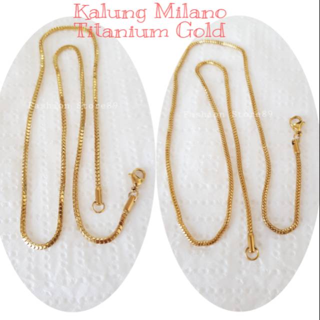 Kalung Milano Bestseller Ready siap kirim perhiasan Emas Titanium Gold Import Antikarat berkualitas