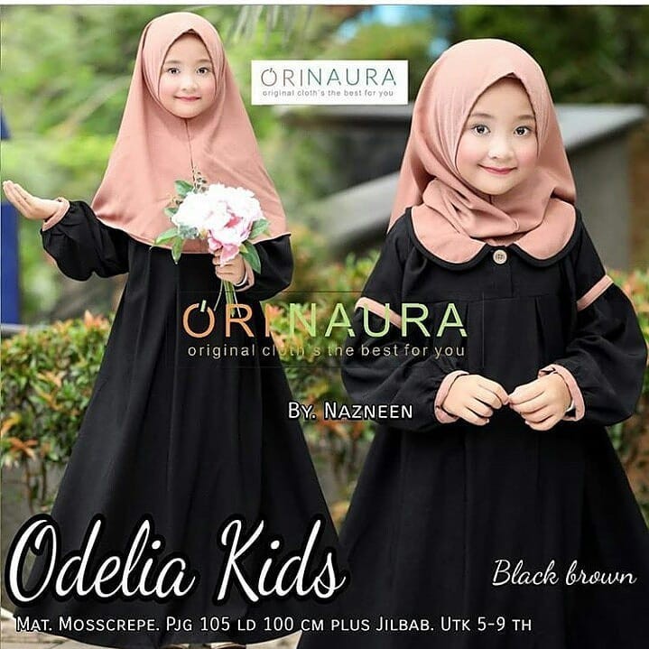 ODELIA SYARI KIDS Gamis Anak 7-8 TAHUN Panjang Trendy Modern Kids Baju Panjang Stelan Syar’i Polos