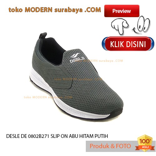 DESLE DE 0802B271 SLIP ON ABU HITAM PUTIH sepatu pria casual slip on