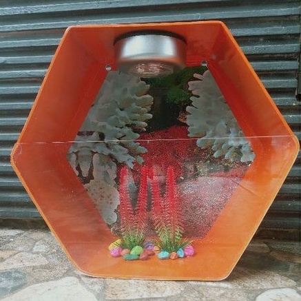 AQUARIUM DINDING  LED AKUARIUM HEXAGONAL BAHAN PVC AKRILIK