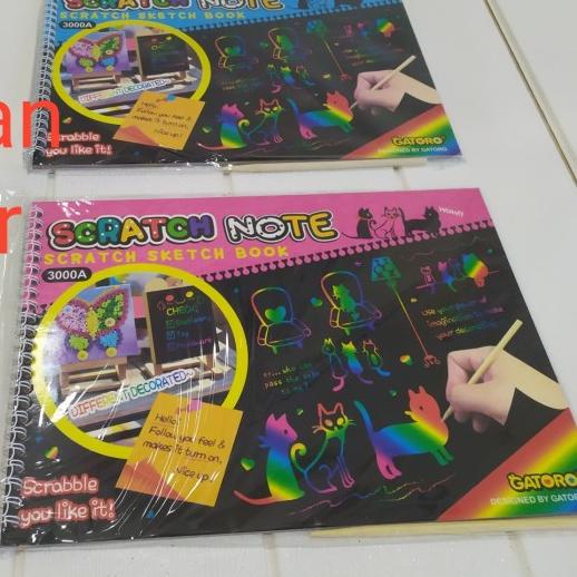 

➾ Scratch Note Magic A4 / Buku Gambar Scratch Note UK Besar 29.5cm x21cm - 10 Lembar ☉