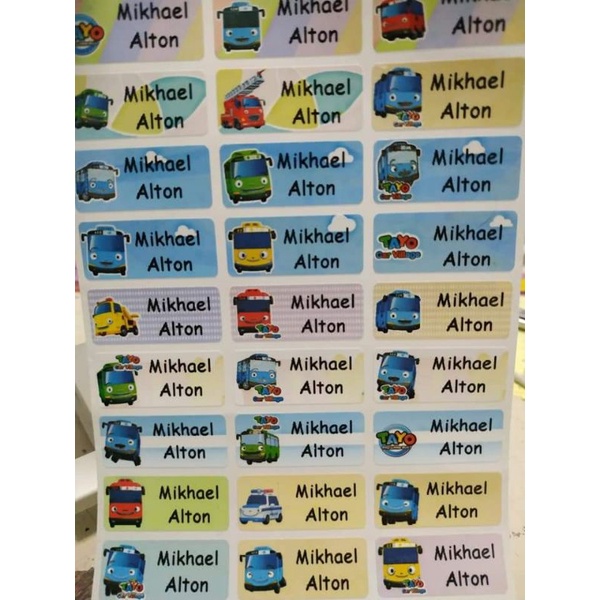 

Tayo Bis Sticker Name Label Nama Waterproof Anti Air Motif Anak Cowok Boy